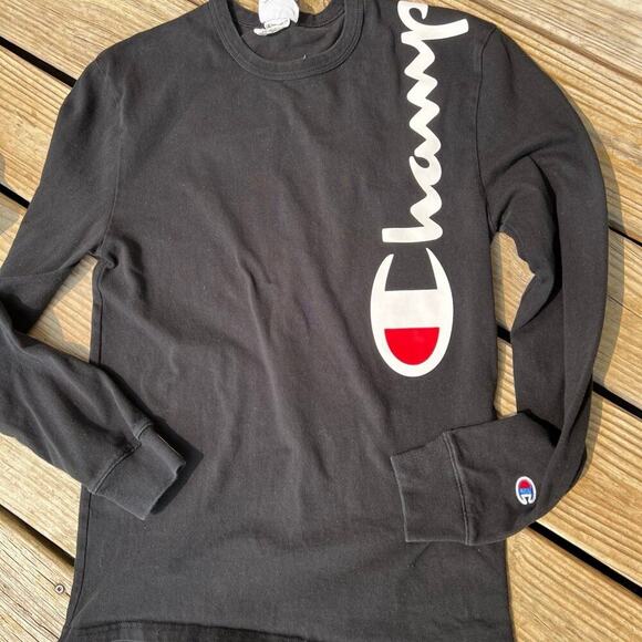 Champion black T-shirt, long sleeves, men's size S - Picture 2 of 4